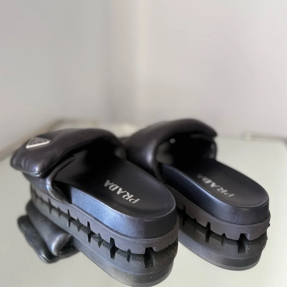 EUC Prada Soft Padded Nappa Leather Slides $1,020 36.5 - Picture 7 of 14